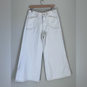 Anthropologie Pilcro High Rise Ultra Wide-Leg Jeans Off White Size 30